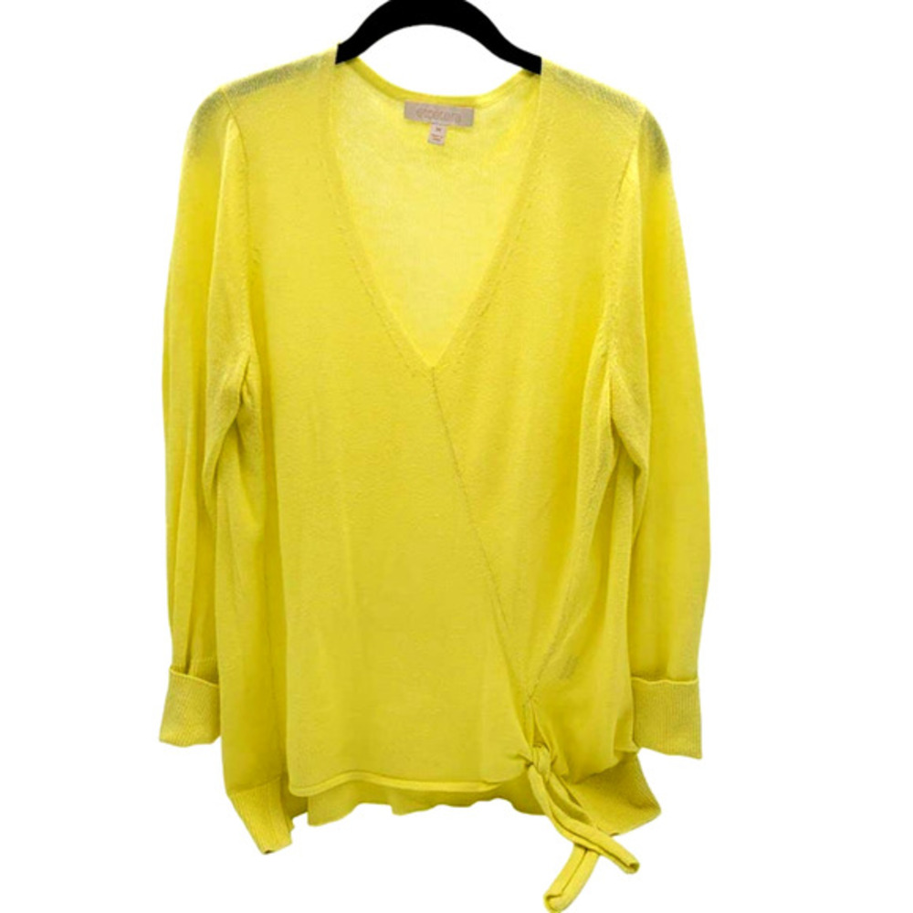 Etcetera Yellow‎ Long Sleeve Side Tie Sweater Womens Sz M